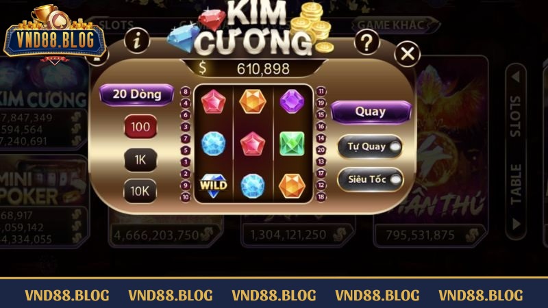 Game kim cương nằm trong top game nổ hũ hot tại VND88